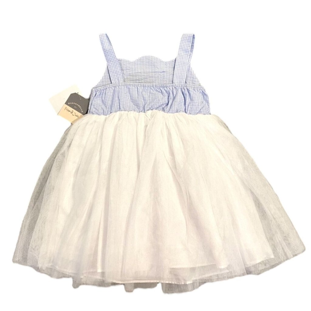 New Pastourelle By Pippa & Julie Sz 4 Embroidered Gingham Tulle Dress — image 6 of 6